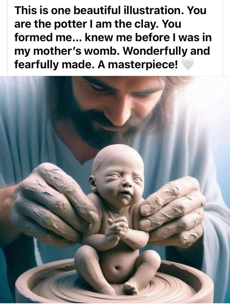 Jesus forming a baby from clay.